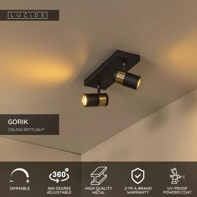 GORIK - Plafon Spot - 2xGU10 - Black 53909/02/30 Lucide